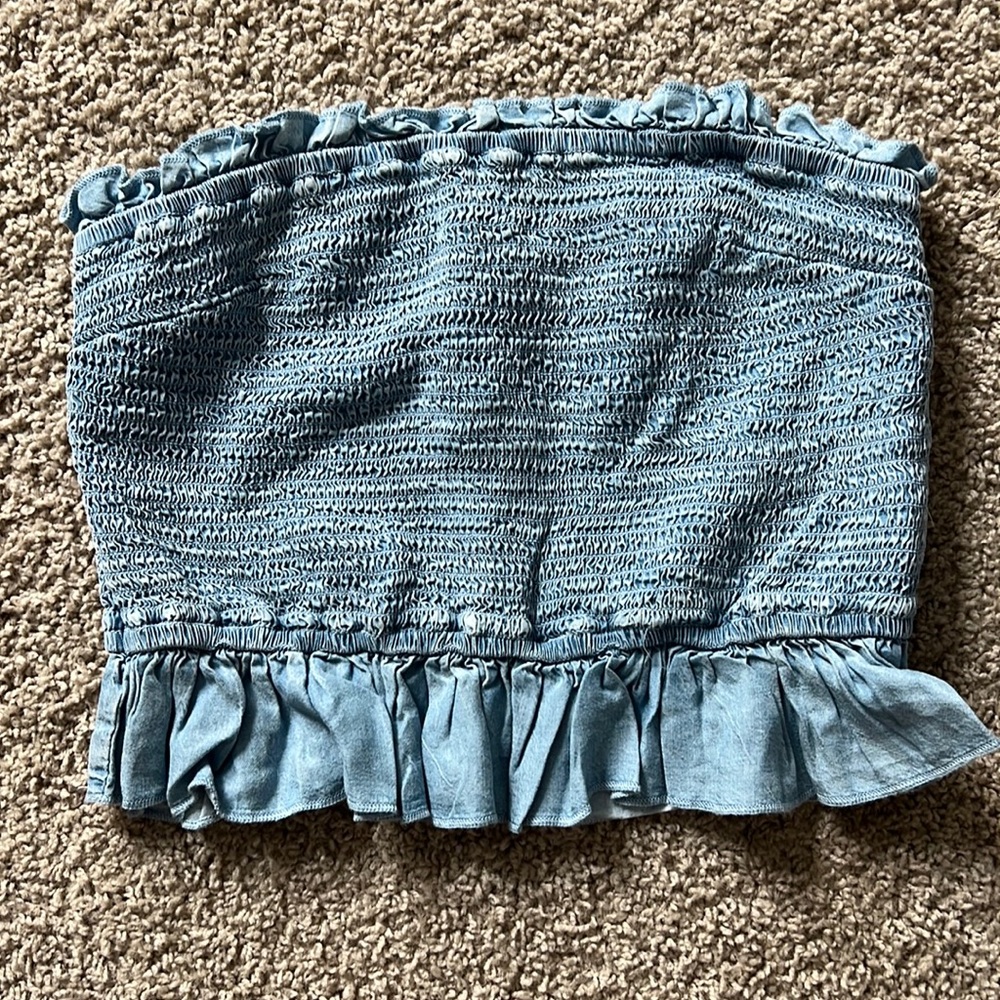 Denim colored tube top